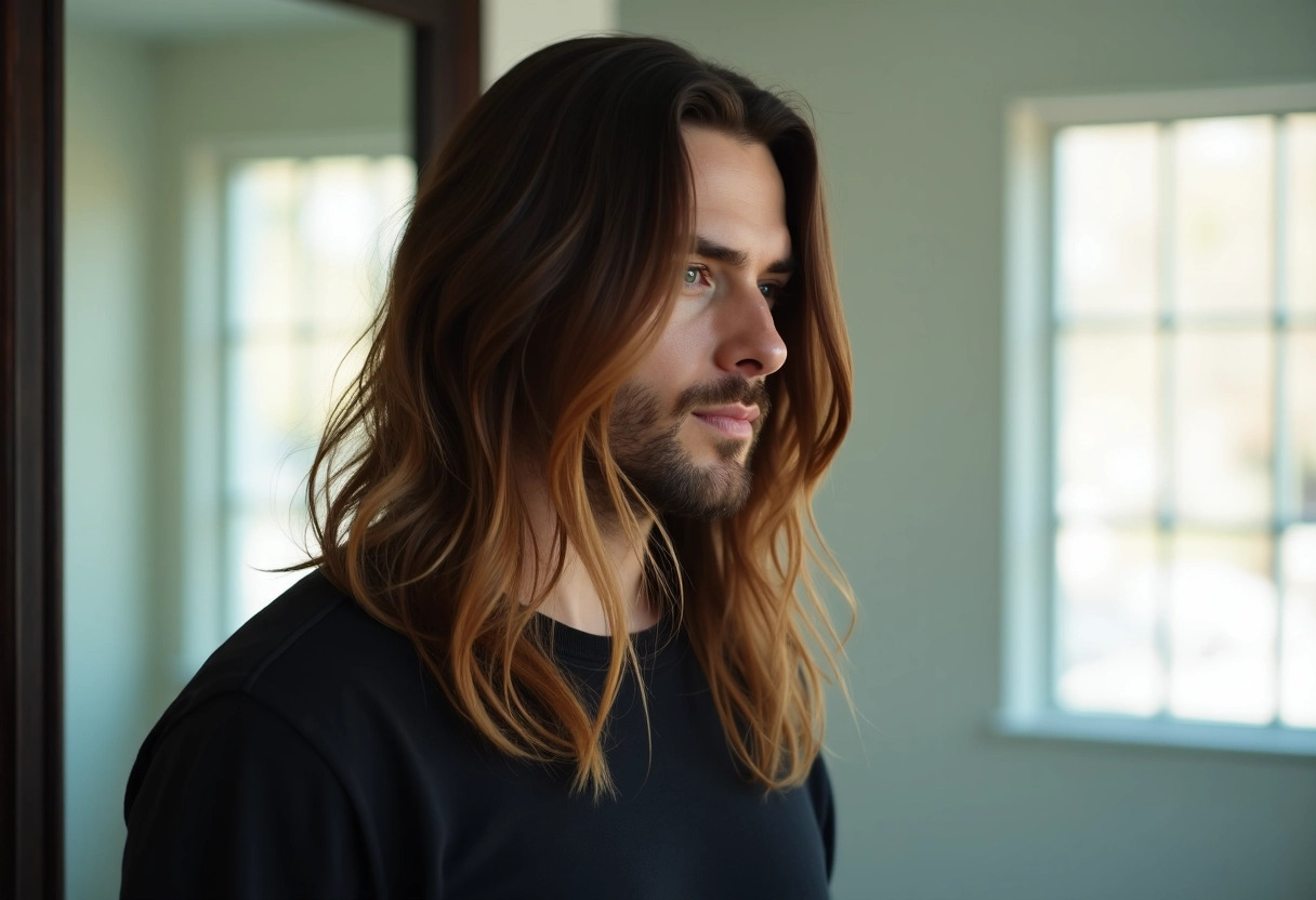 homme cheveux longs