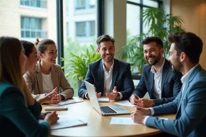 Groupe de professionnels en réunion de brainstorming au bureau