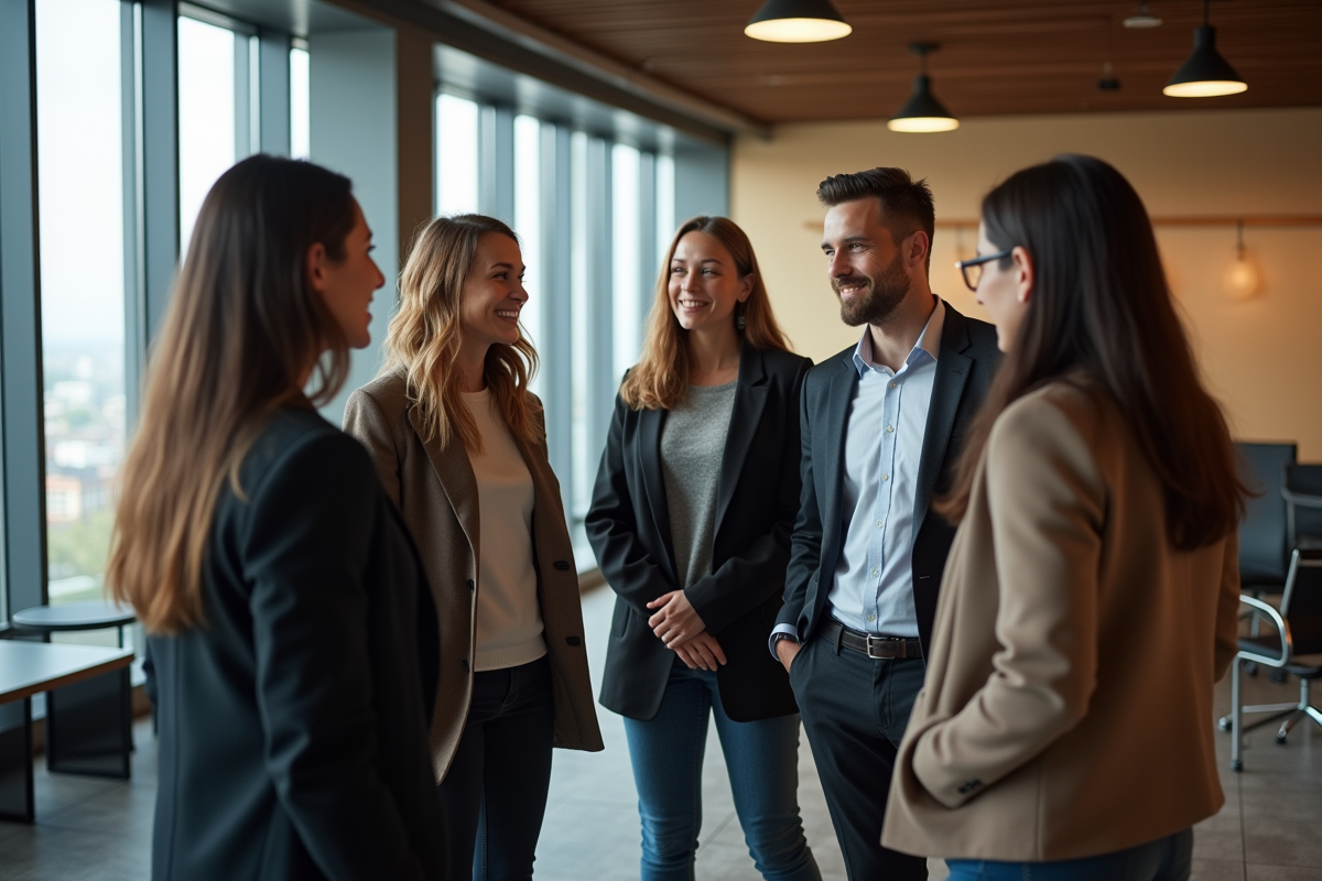 Groupe diversifié de professionnels dans un bureau moderne