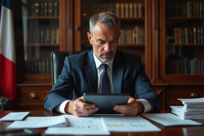 Homme d'affaires en costume analyse des chiffres financiers