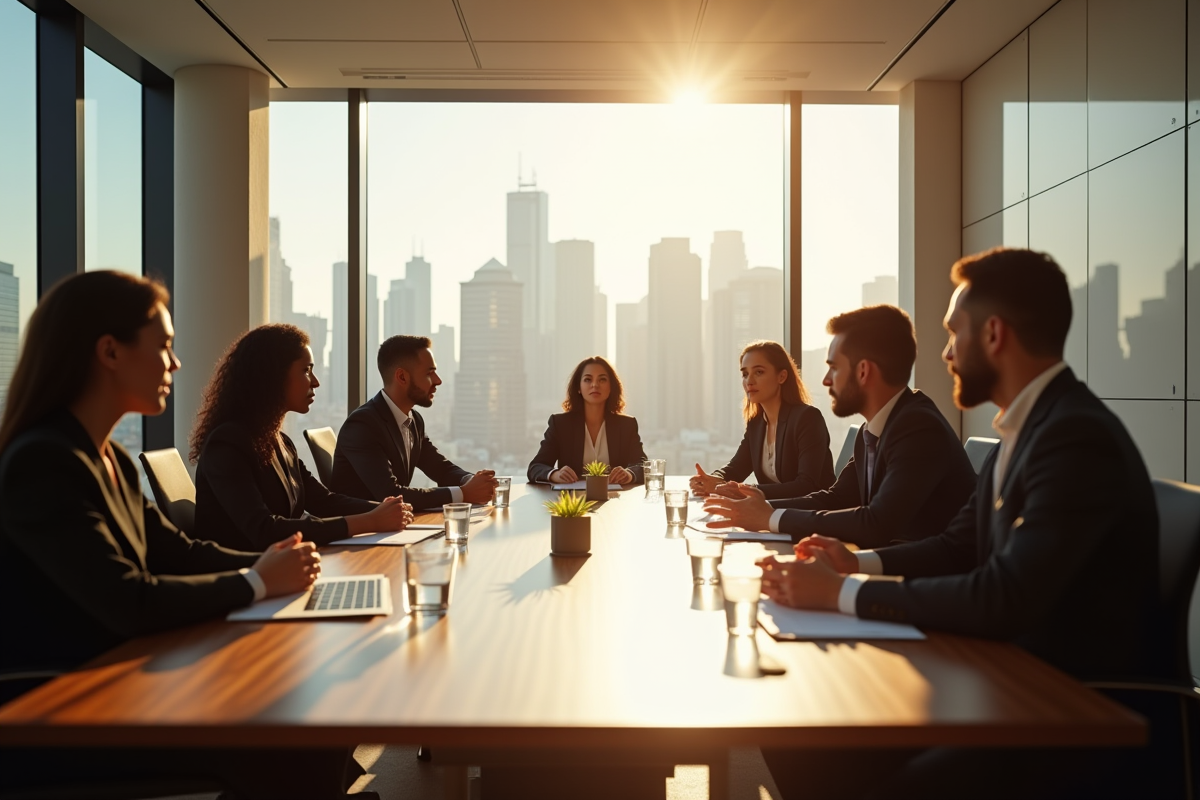 Professionnels discutant stratégies d